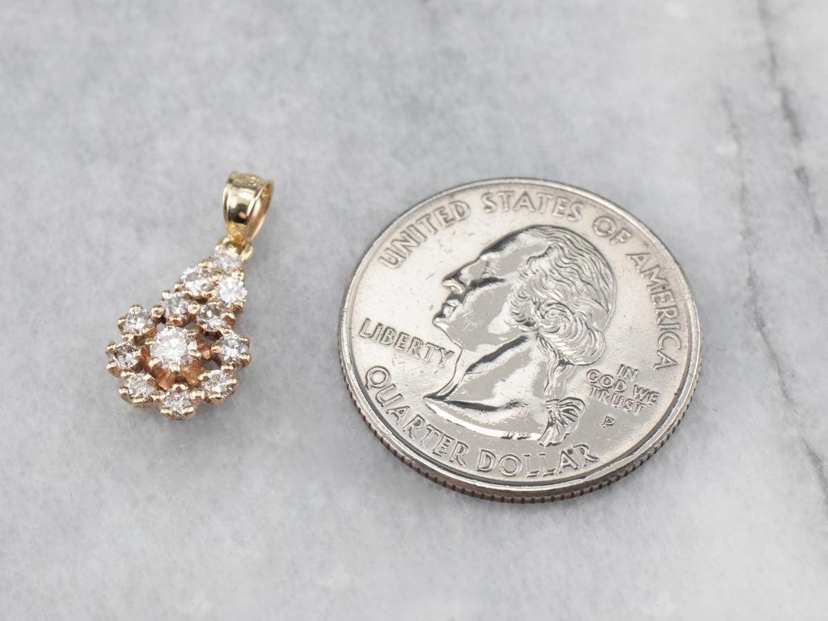 Yellow Gold Diamond Cluster Pendant