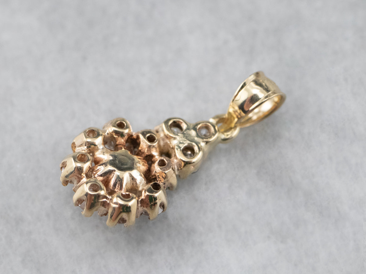 Yellow Gold Diamond Cluster Pendant
