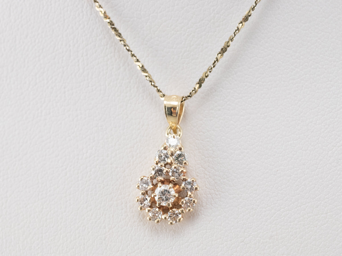 Yellow Gold Diamond Cluster Pendant