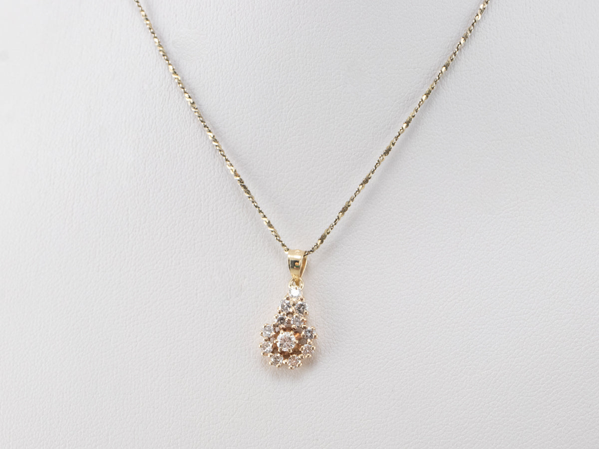 Yellow Gold Diamond Cluster Pendant