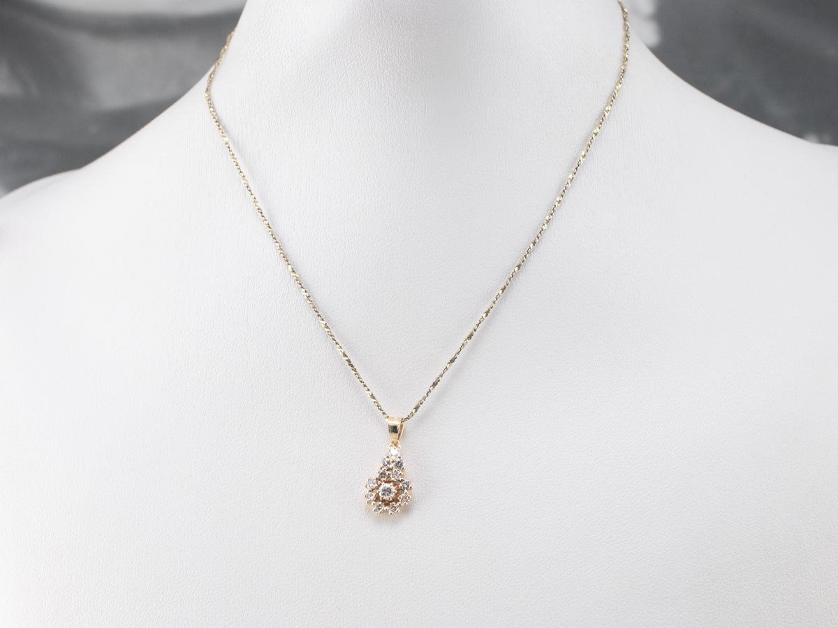 Yellow Gold Diamond Cluster Pendant