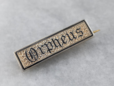 Orpheus Exquisite Black Enamel Victorian Bar Pin