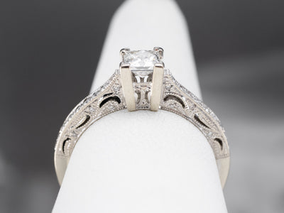 Modern 18K Gold Princess Cut Diamond Engagement Ring