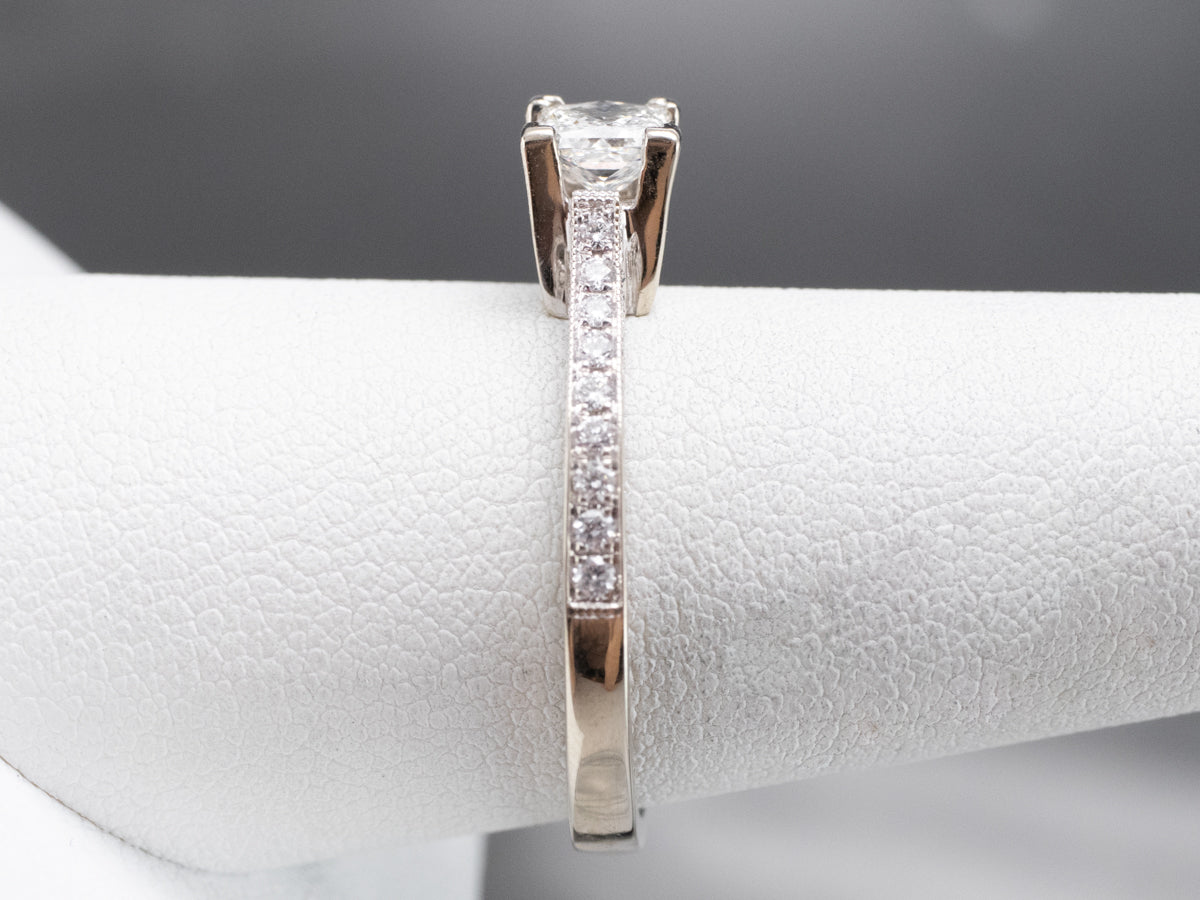 Modern 18K Gold Princess Cut Diamond Engagement Ring