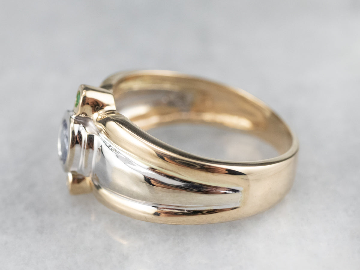 Sapphire and Emerald Three Stone Ring