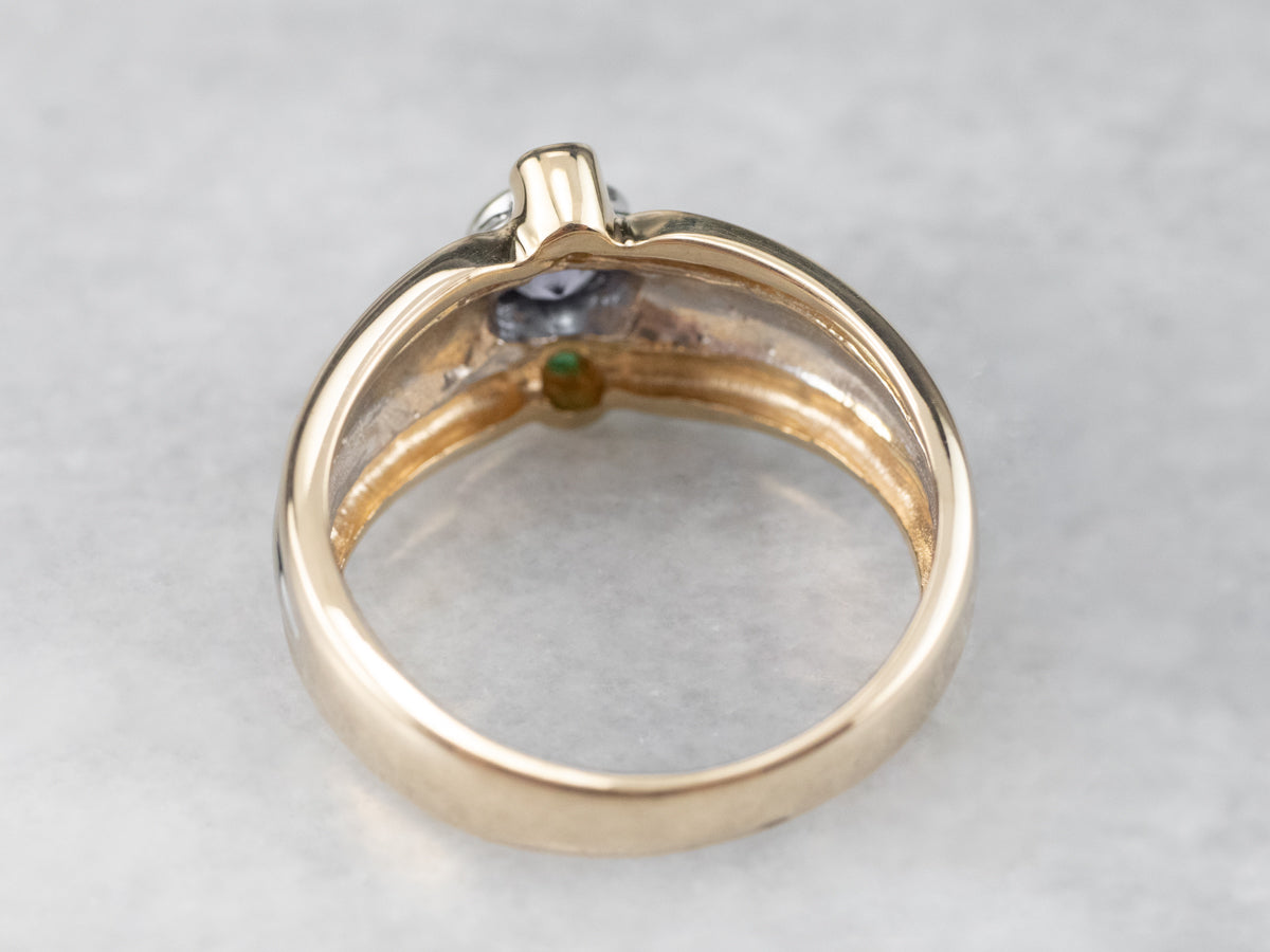 Sapphire and Emerald Three Stone Ring