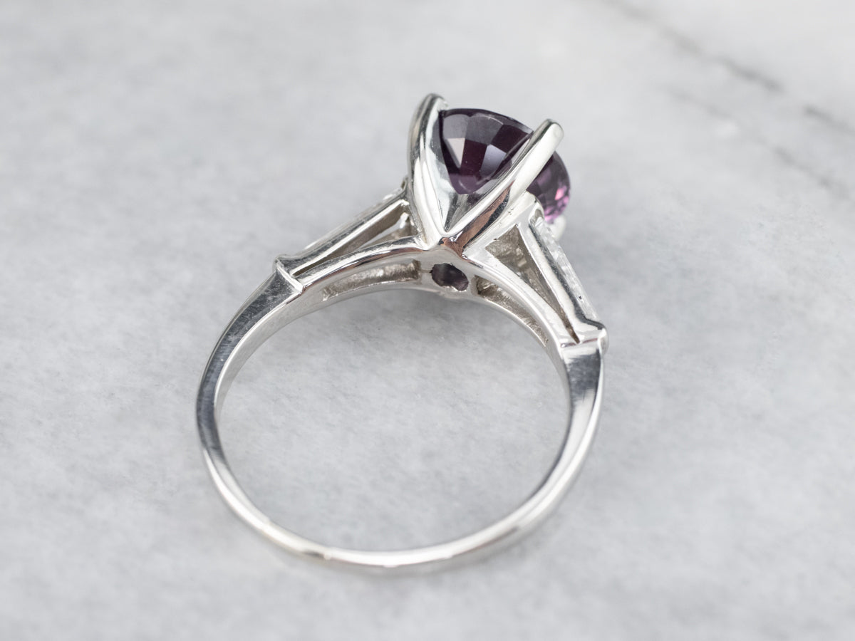 Platinum Color Change Sapphire and Diamond Ring