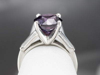 Platinum Color Change Sapphire and Diamond Ring