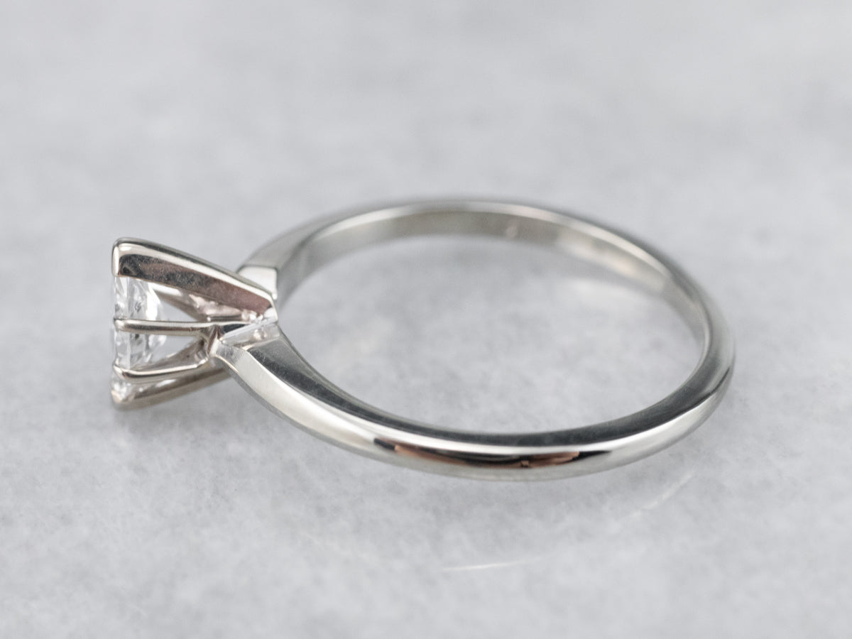 18K Gold Marquise Diamond Solitaire Ring