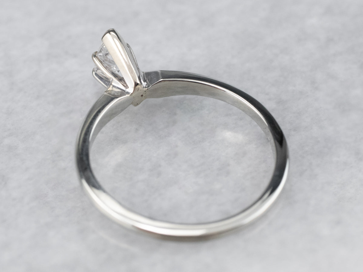 18K Gold Marquise Diamond Solitaire Ring
