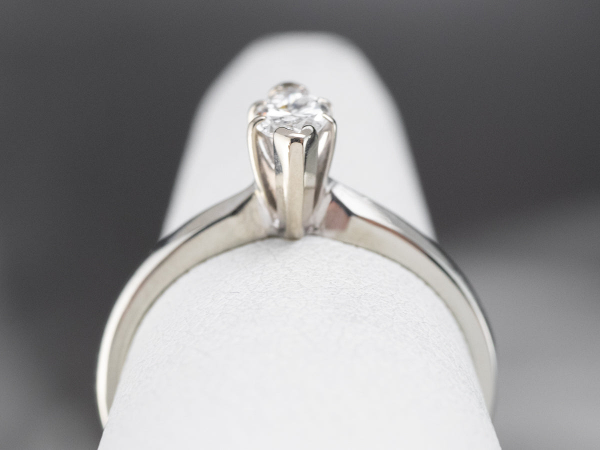 18K Gold Marquise Diamond Solitaire Ring