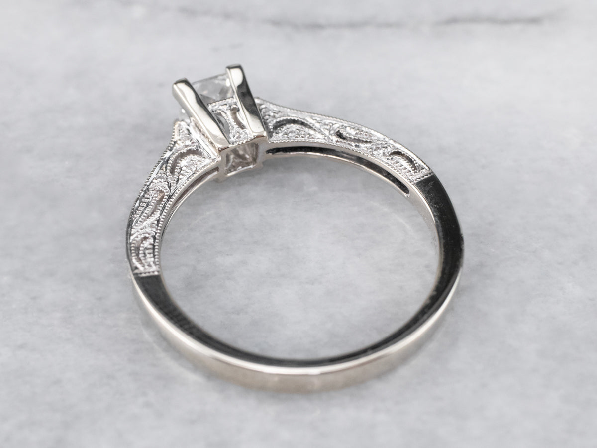 Modern 18K Gold Princess Cut Diamond Engagement Ring