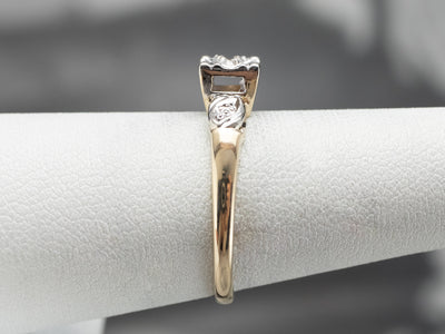 Retro Era Diamond Engagement Ring