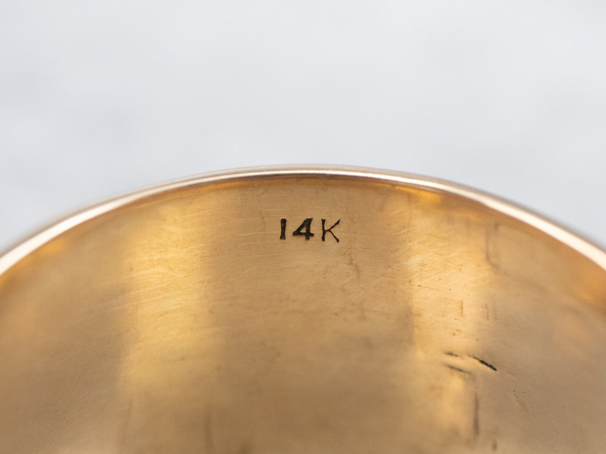 Unisex Hammered Finished Gold Band