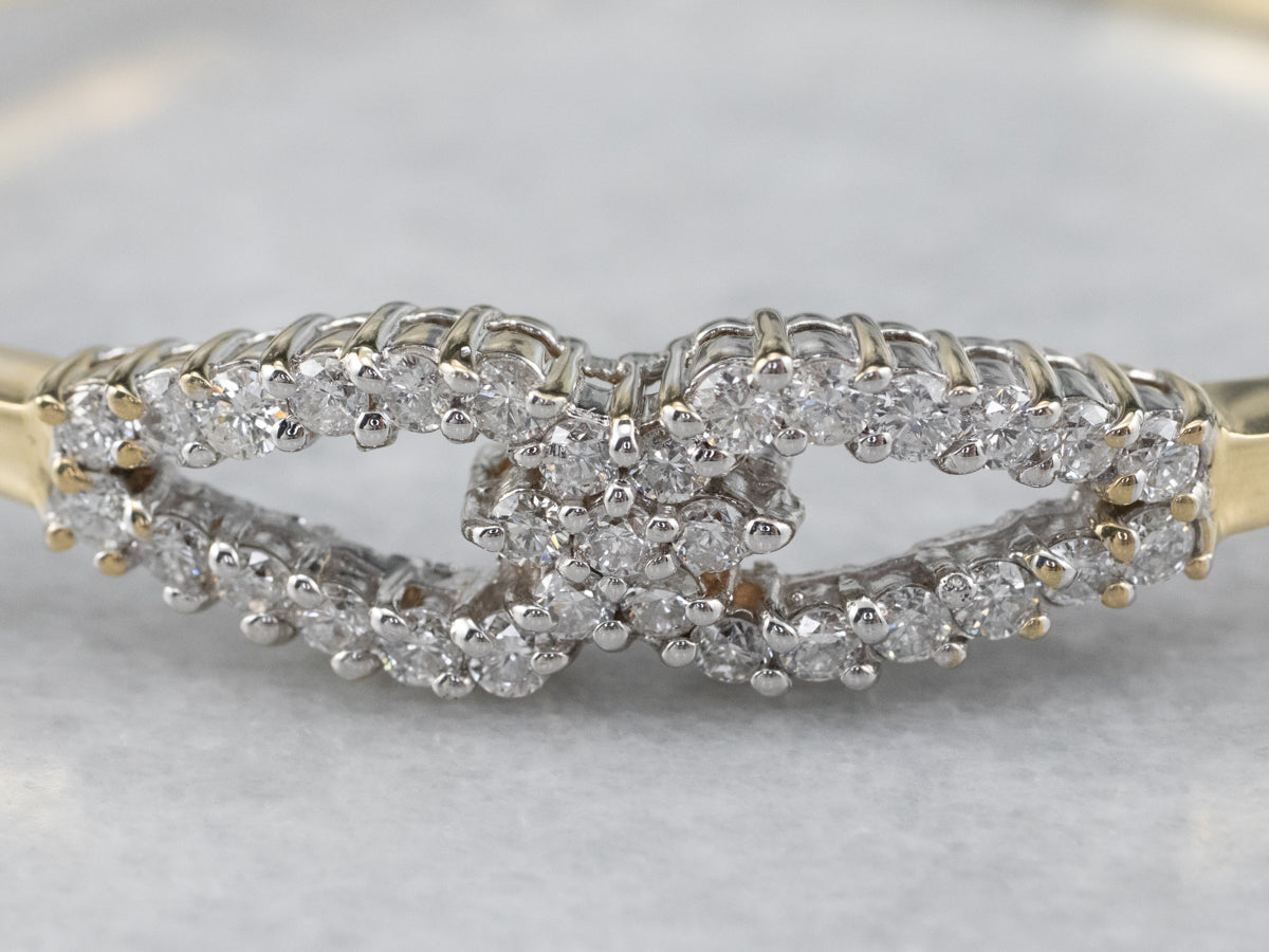Two Tone God Diamond Bangle Bracelet