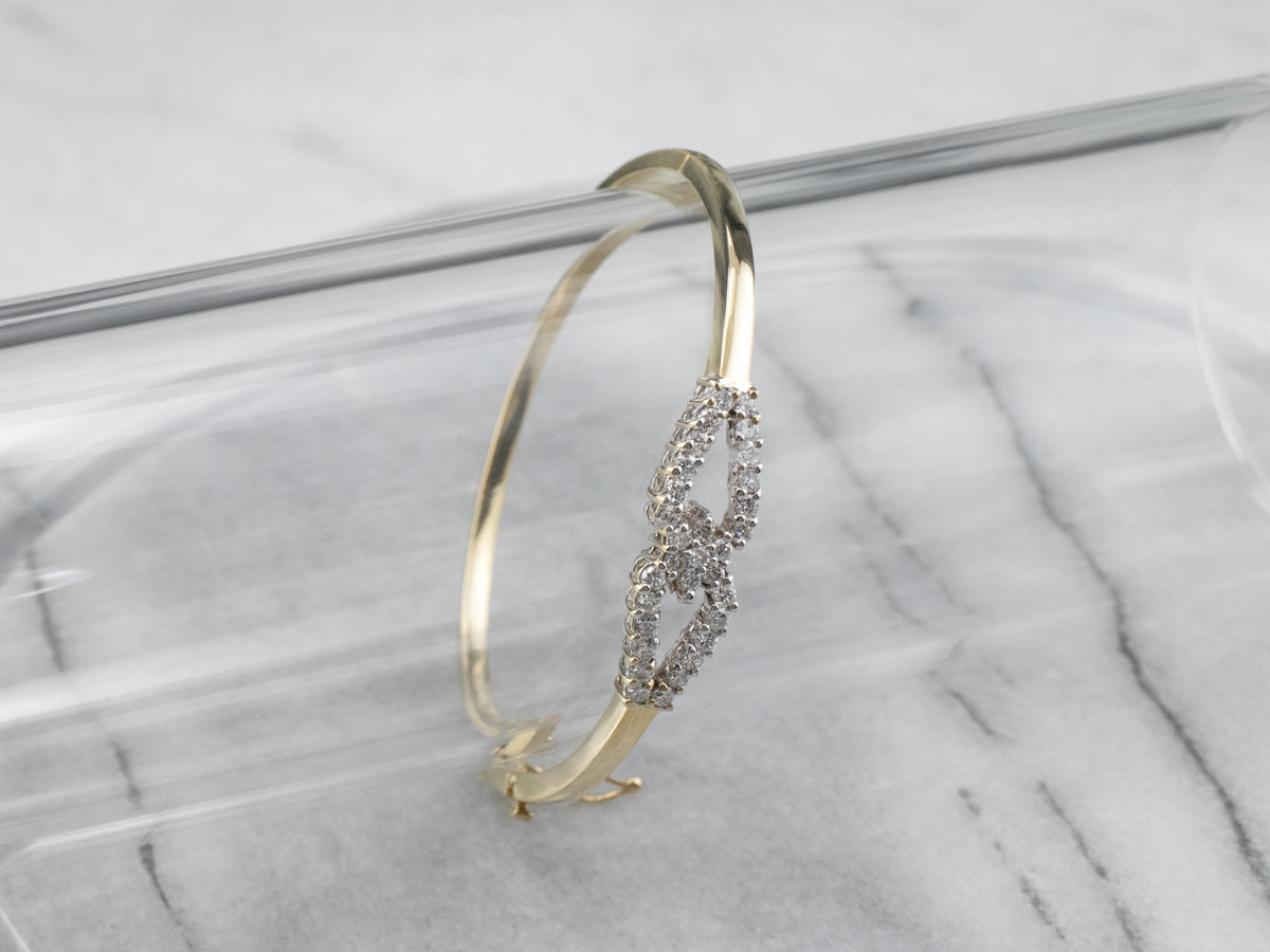 Two Tone God Diamond Bangle Bracelet