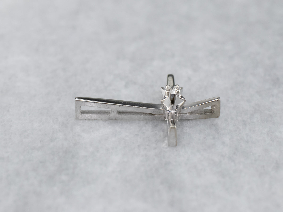 White Gold Modern Diamond Cross