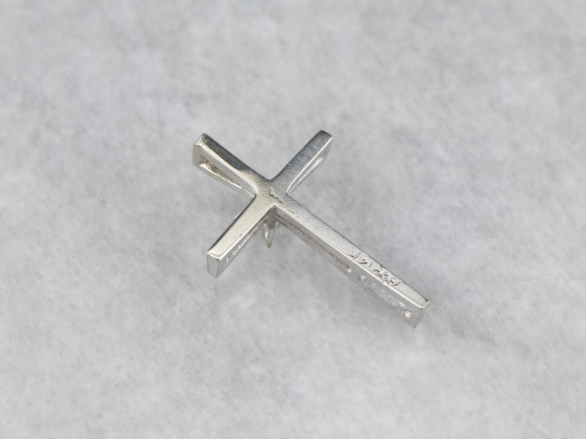 White Gold Modern Diamond Cross