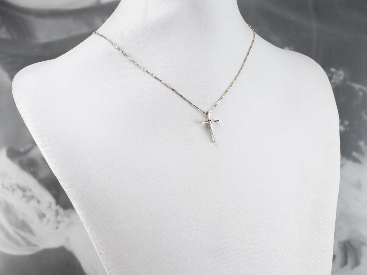 White Gold Modern Diamond Cross