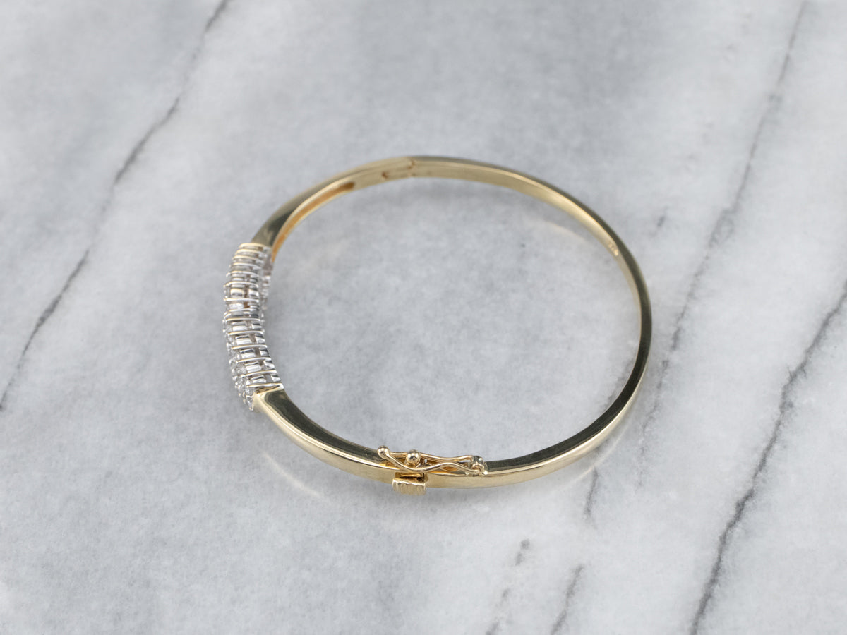 Two Tone God Diamond Bangle Bracelet