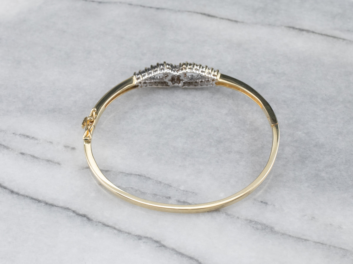 Two Tone God Diamond Bangle Bracelet