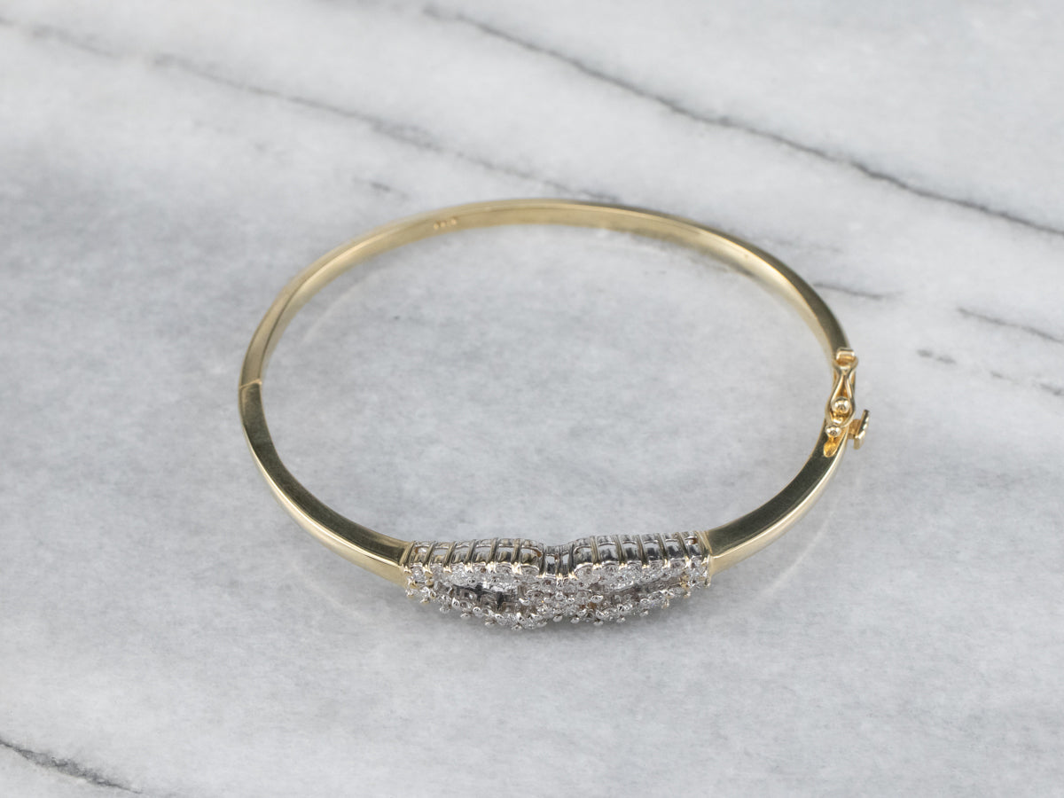 Two Tone God Diamond Bangle Bracelet