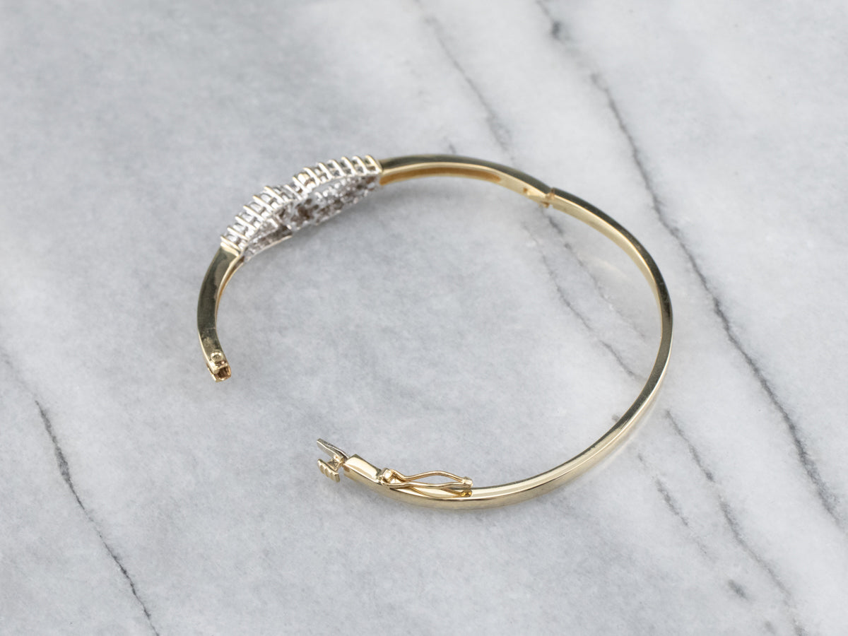 Two Tone God Diamond Bangle Bracelet