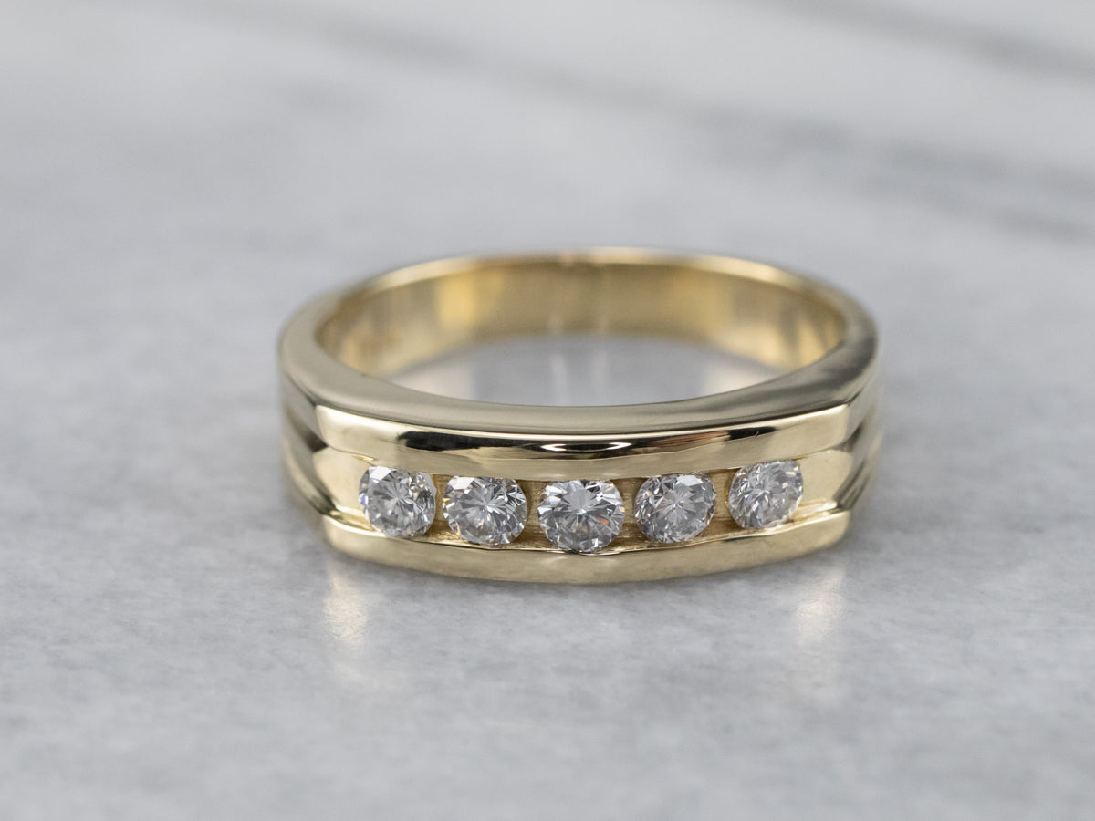 Sleek Unisex Channel Set Diamond Band