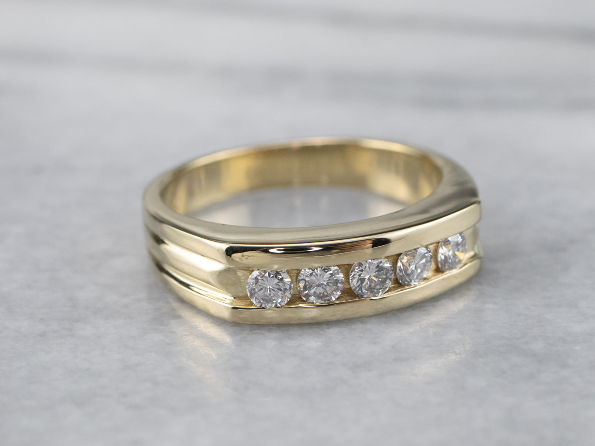 Sleek Unisex Channel Set Diamond Band