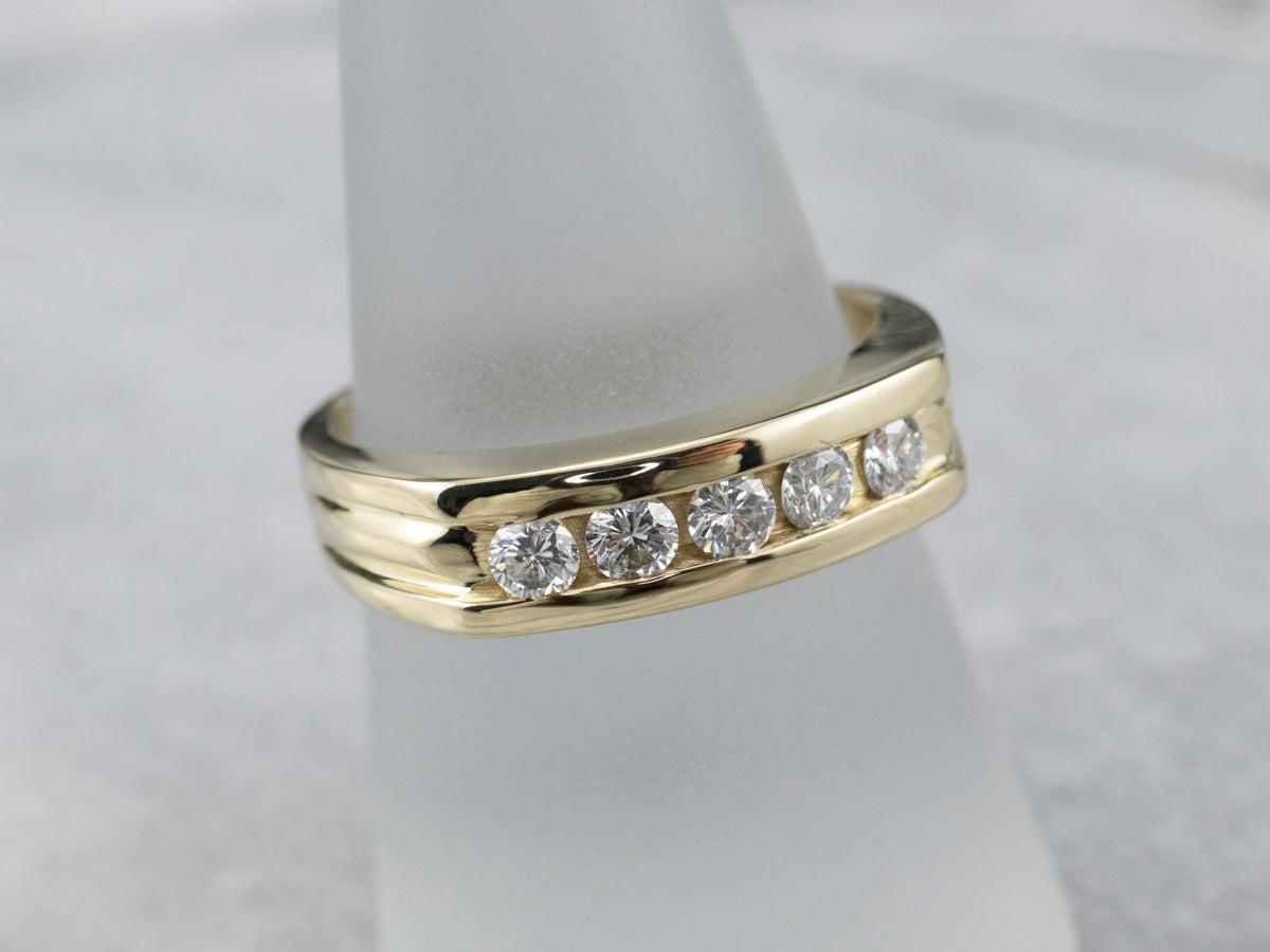 Sleek Unisex Channel Set Diamond Band