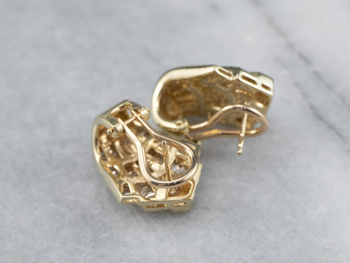 Aretes festoneados de diamantes de talla baguette