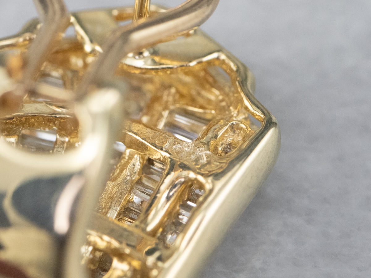 Aretes festoneados de diamantes de talla baguette