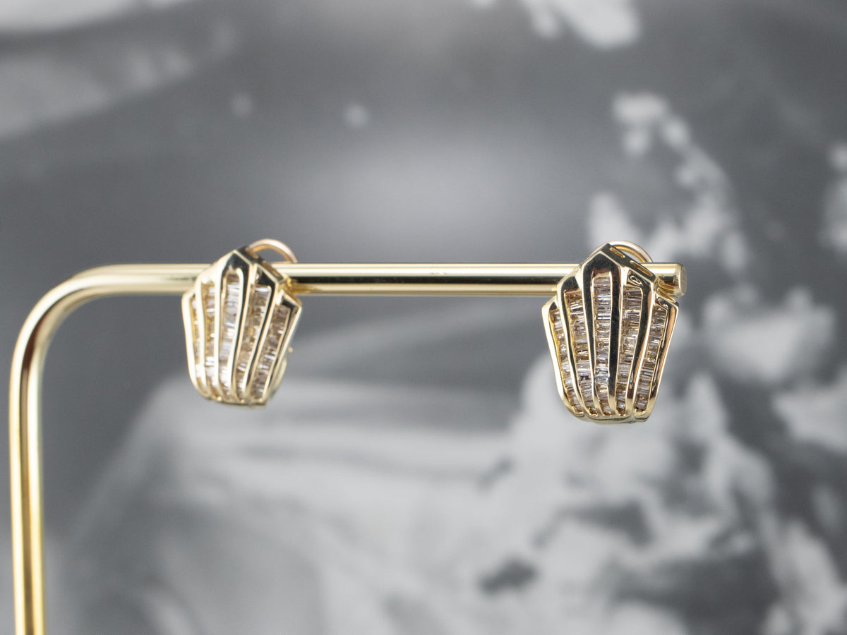 Aretes festoneados de diamantes de talla baguette