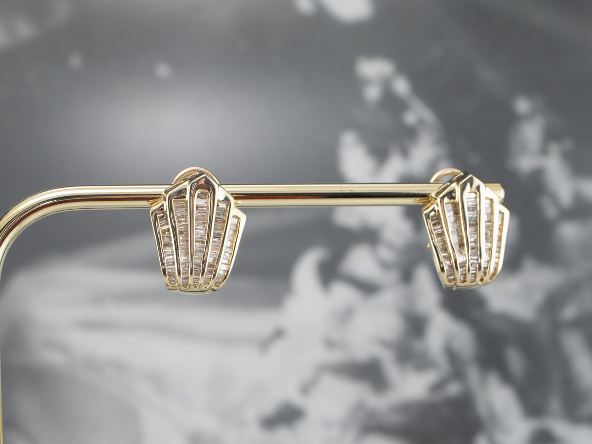 Aretes festoneados de diamantes de talla baguette