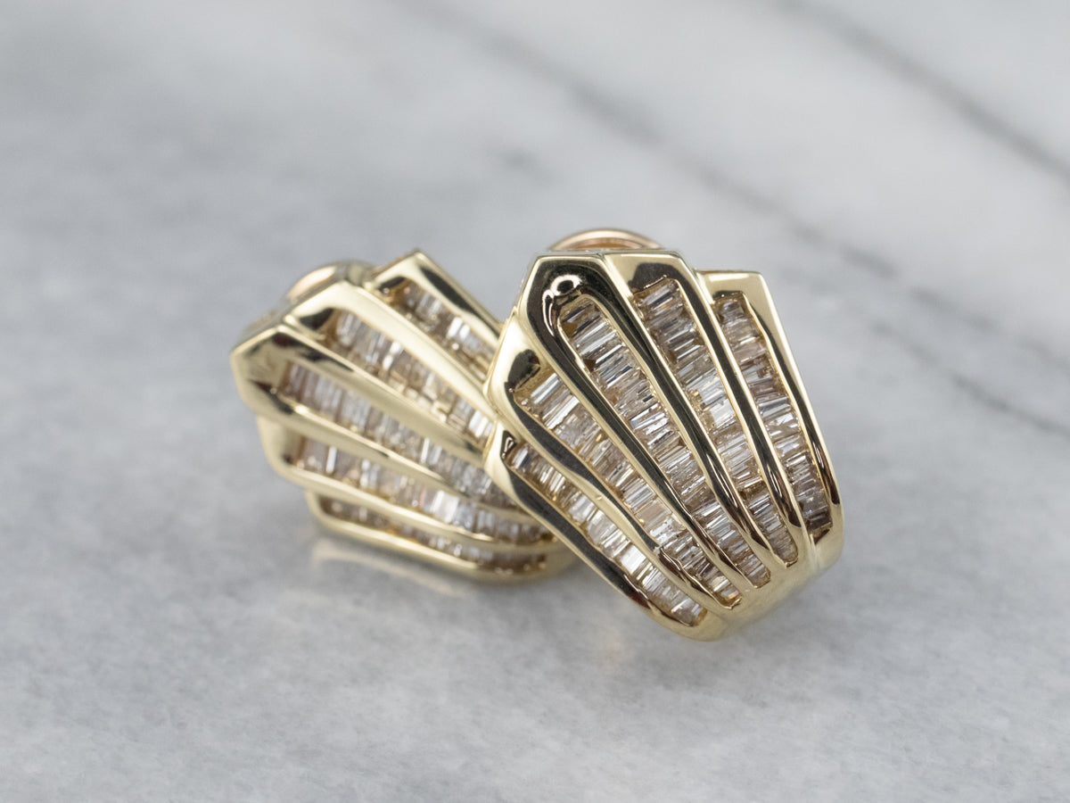 Aretes festoneados de diamantes de talla baguette