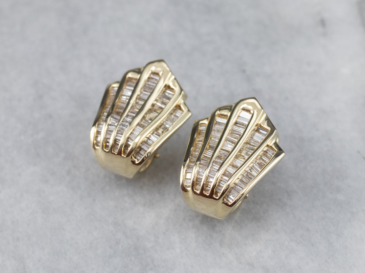 Aretes festoneados de diamantes de talla baguette