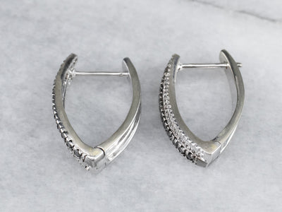 Black and White Diamond Hoop Earrings