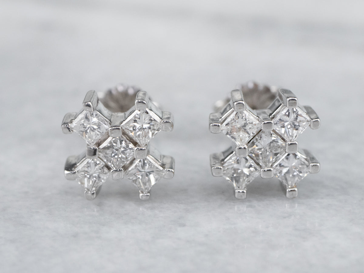 White Gold Diamond X Stud Earrings