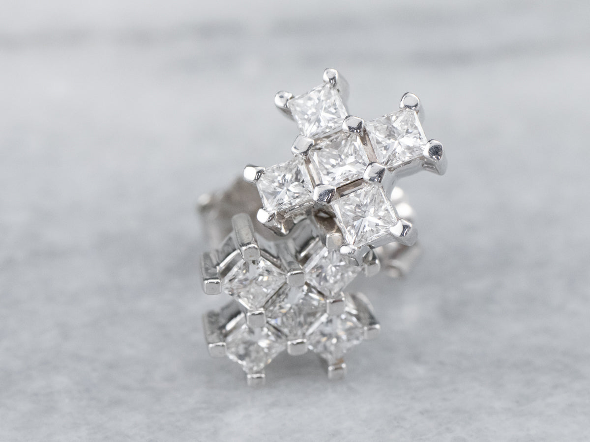 White Gold Diamond X Stud Earrings