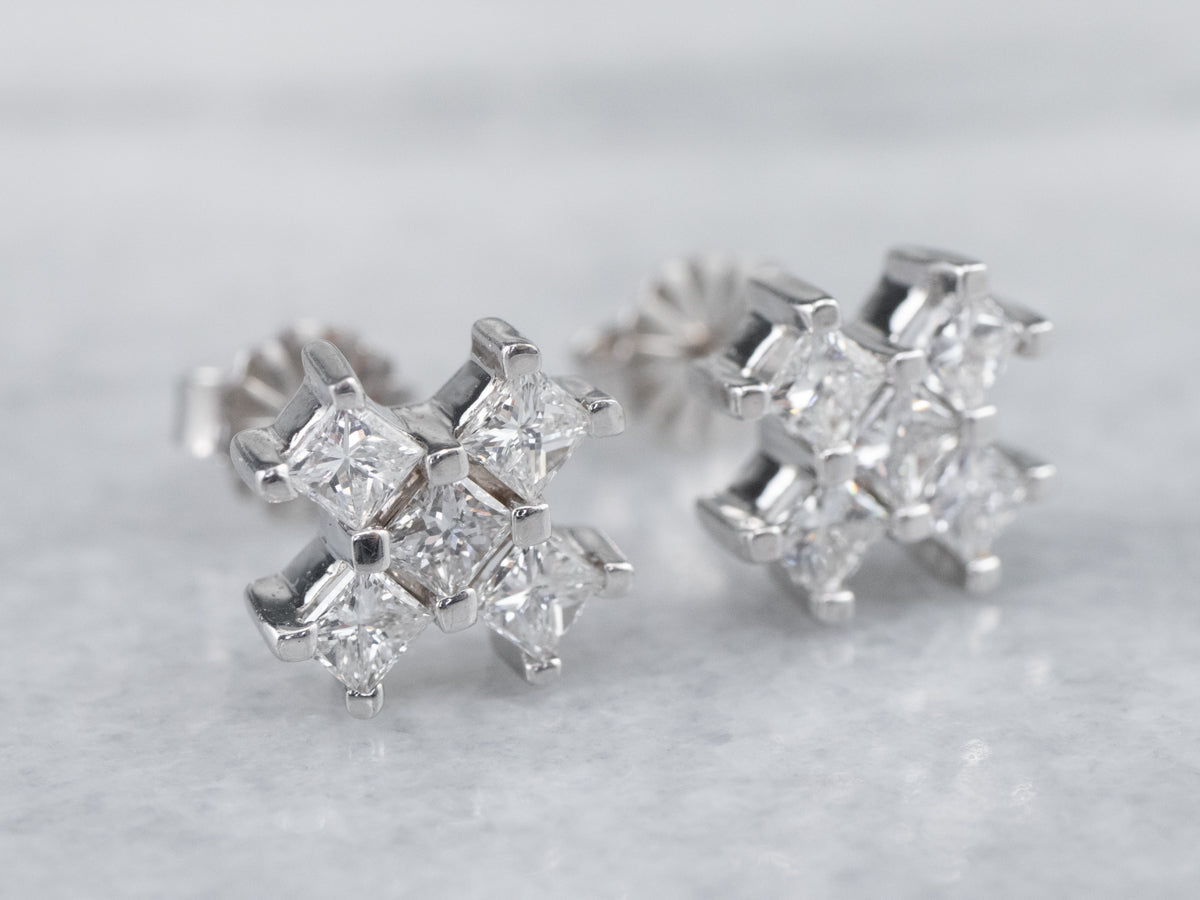 White Gold Diamond X Stud Earrings