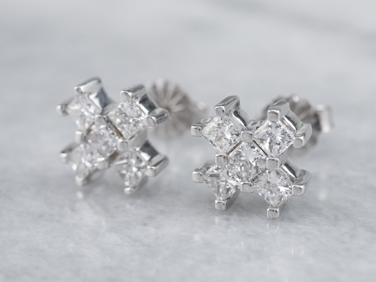White Gold Diamond X Stud Earrings
