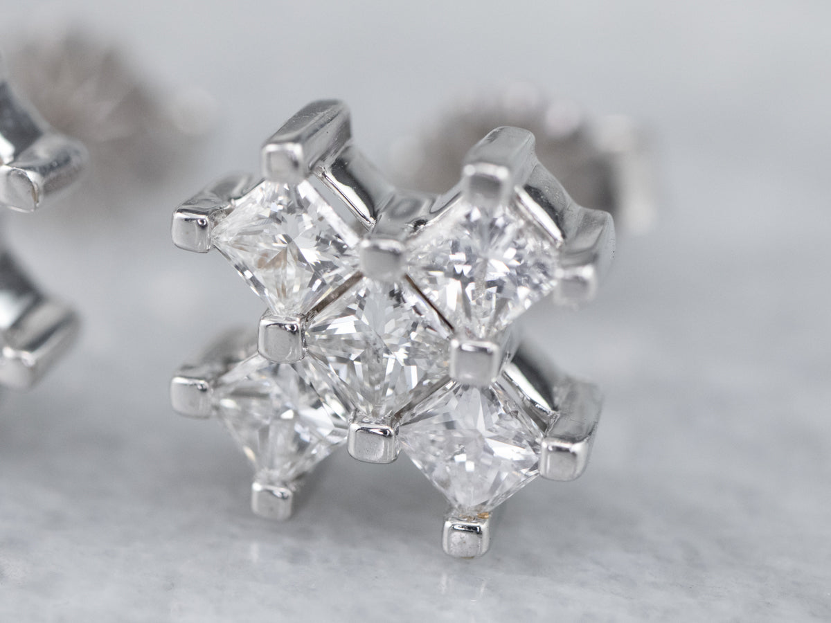 White Gold Diamond X Stud Earrings