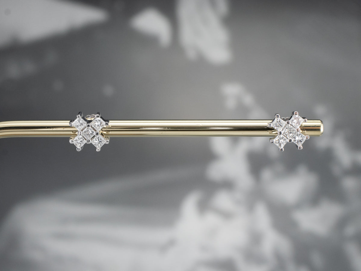 White Gold Diamond X Stud Earrings