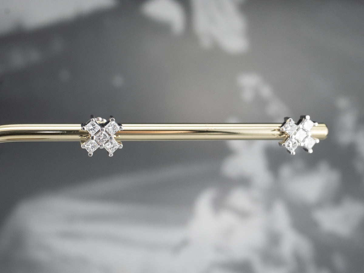 White Gold Diamond X Stud Earrings