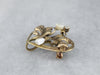 Antique Gold Natural Pearl and Diamond Pin