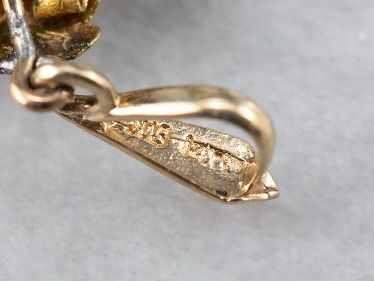 Botanical Garnet Cabochon and Seed Pearl Pendant