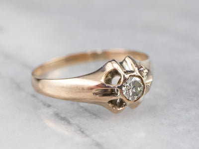 Antique Gypsy Set Diamond Engagement Ring