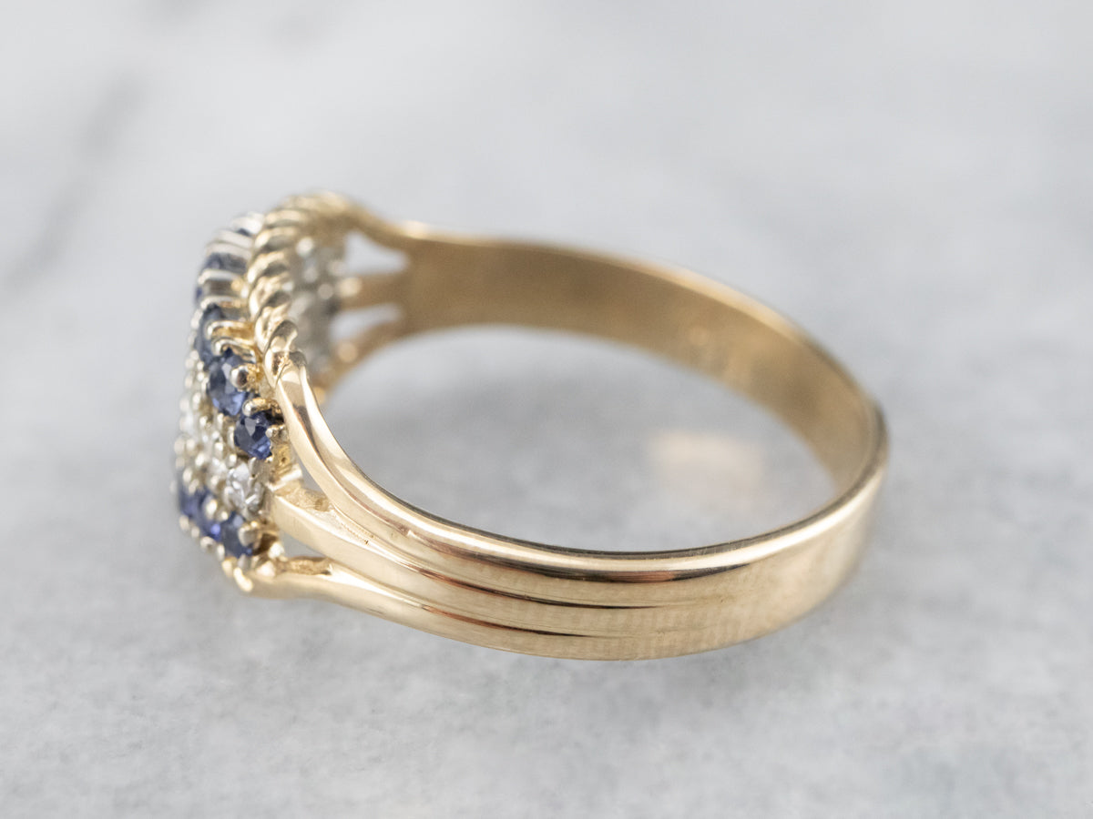 Twisting Sapphire and Diamond Band