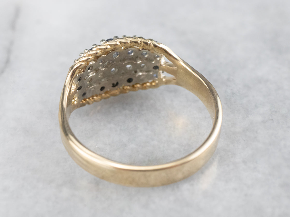 Twisting Sapphire and Diamond Band