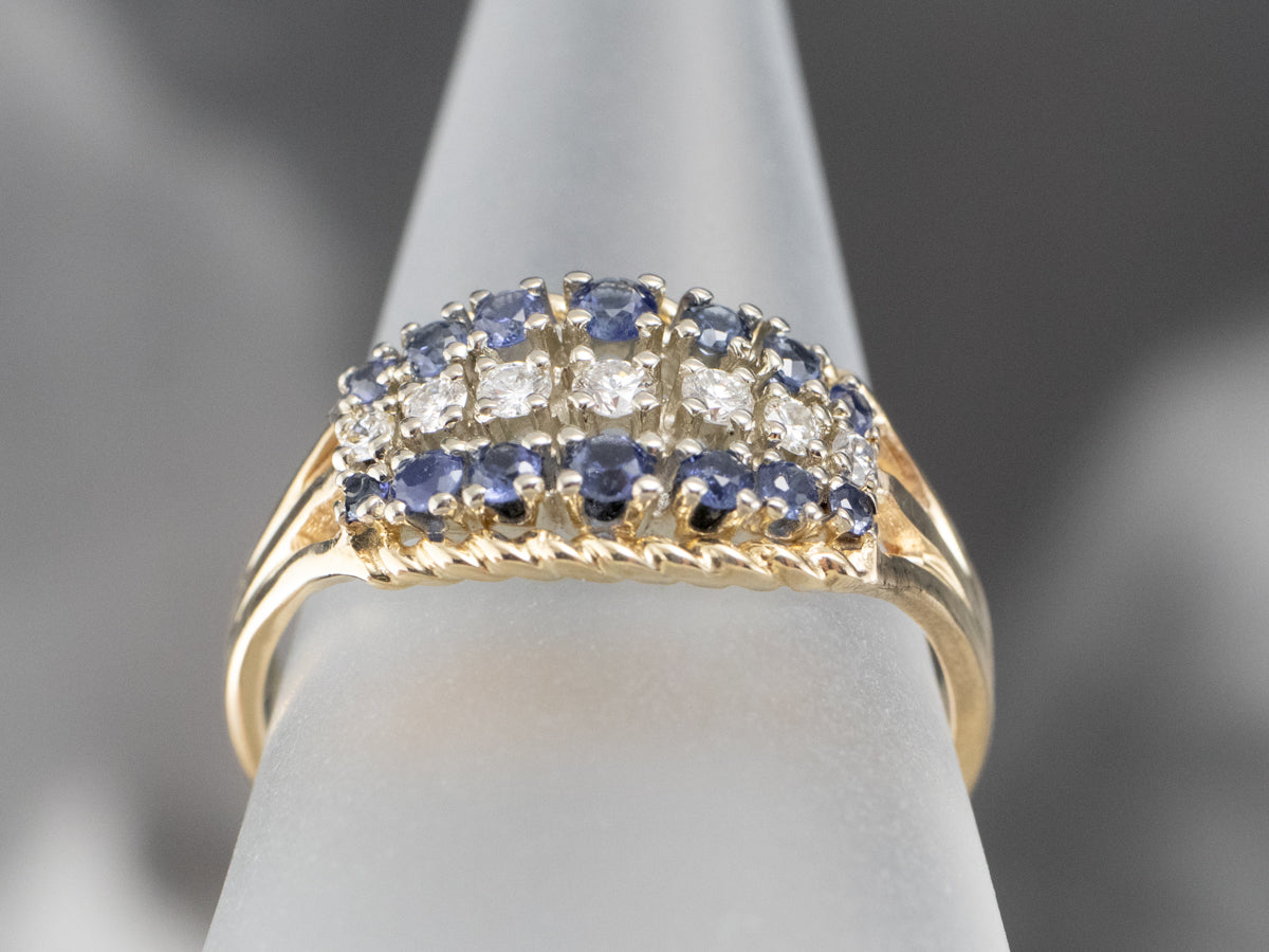 Twisting Sapphire and Diamond Band